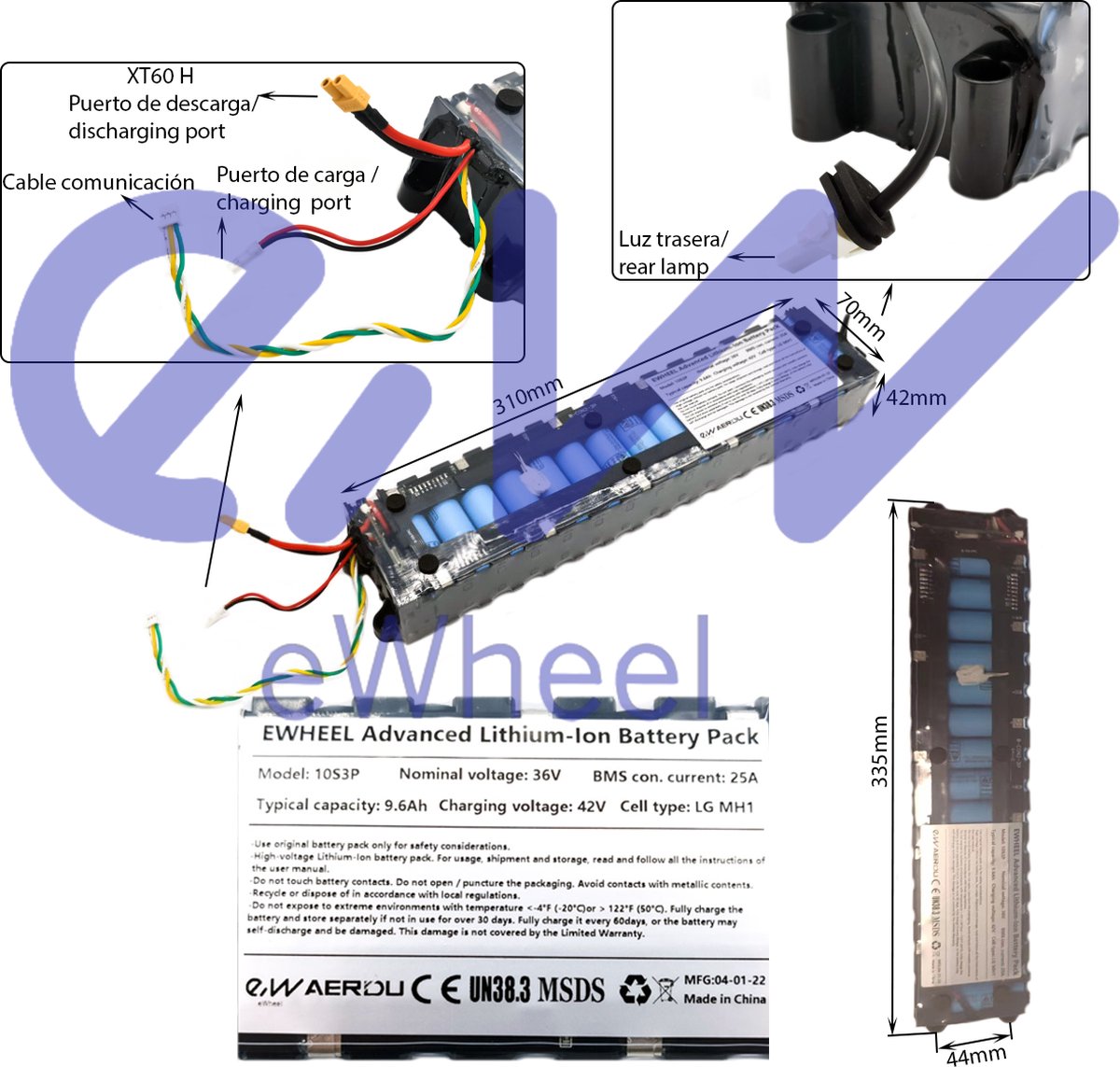 Accu Xiaomi M365/1S/Essential/Mi3 9,6 Ah [LG-MH1]